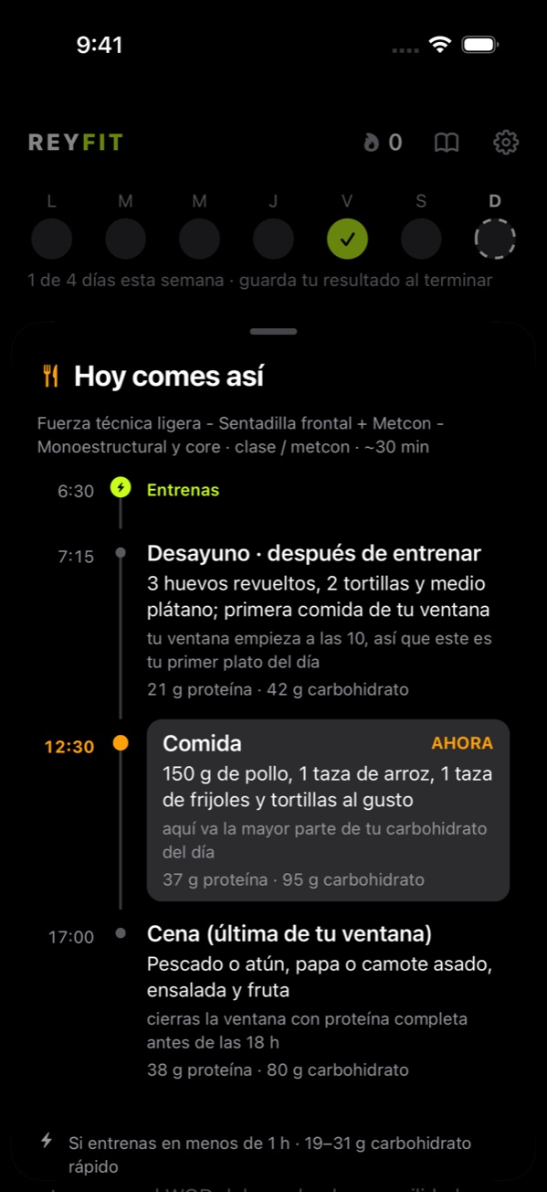 Hoy comes así: las comidas del día alrededor de tu hora de entrenar